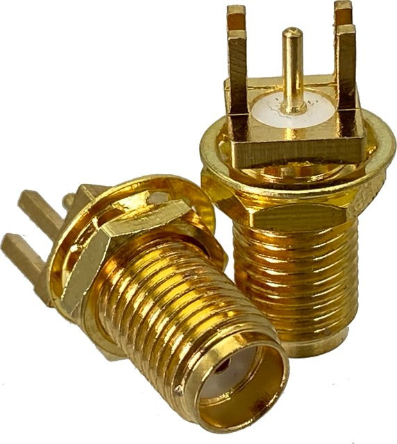 10 Stück SMA Stecker und Buchsen Set mit Mutter und Lötplatine Clip für HF Koaxial Verbindungen in Gold - Bild 1