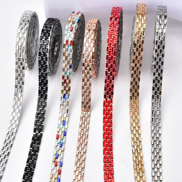 Buntes selbstklebendes Strassband in Multicolour und Weiß zum Basteln und Verzieren von Kleidung, Schuhen und Taschen - Bild 1