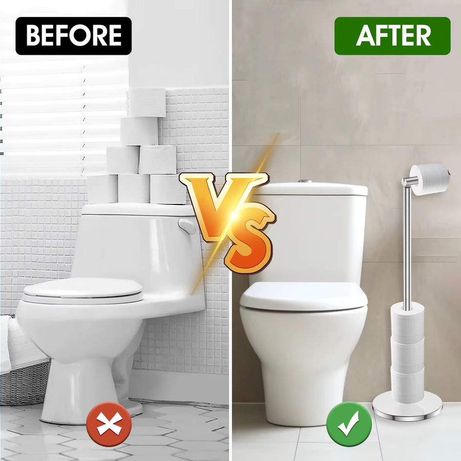 Everso WC-Rollenständer aus Edelstahl in Silber, freistehender Toilettenpapierhalter für das Badezimmer - Bild 2