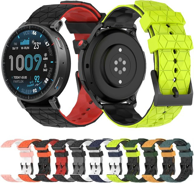 Uhrenarmband Silikon, Fußballmuster, multicolor, 22mm 20mm - Bild 1