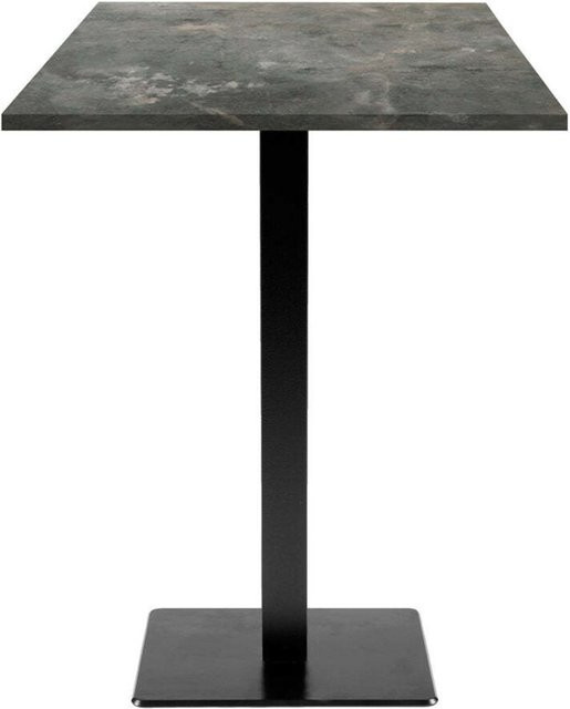 RestooTab Stehtisch Milan quadratisch in Stein- und Holzoptik, Farbe: Platte graublau, Gestell schwarz, B/T/H: 60 x 60 x 113 cm - Bild 1