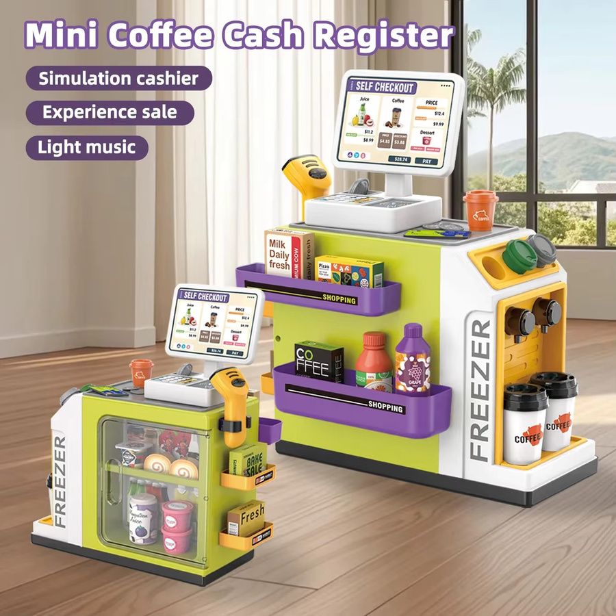 Kmoist Küchenspielzeug Set, Kaffeemaschine, Registrierkasse, Lebensmittel, Brot, Kaffee, Kuchen - Bild 2