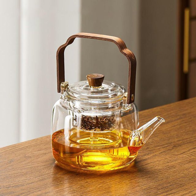Bestbags Glas-Teekanne mit Bambusdeckel und Infuser in Transparent und Türkis - Bild 1