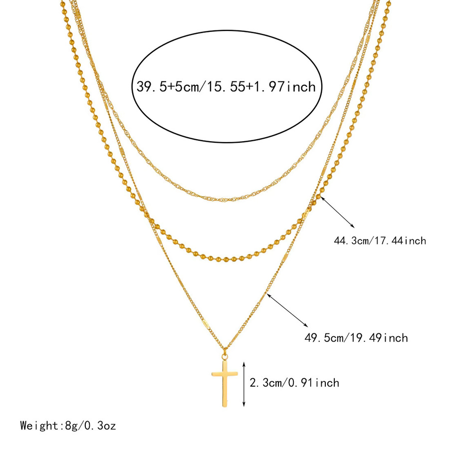DIEYURO Halskette mit Kreuz-Anhänger, Edelstahl, Gold, Damen - Bild 2