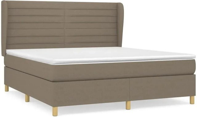 vidaXL Boxspringbett Hybrid mit Matratze und Kopfteil, Farbe: Taupe/Beige/Grau, B/T/H: 180 x 200 cm - Bild 1