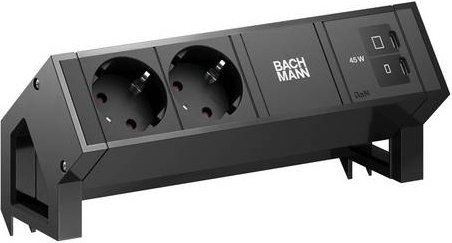 Bachmann DESK2 Aufsatzsteckdose mit 2x CEE7/3 und 1x USB-C in Schwarz - Bild 1