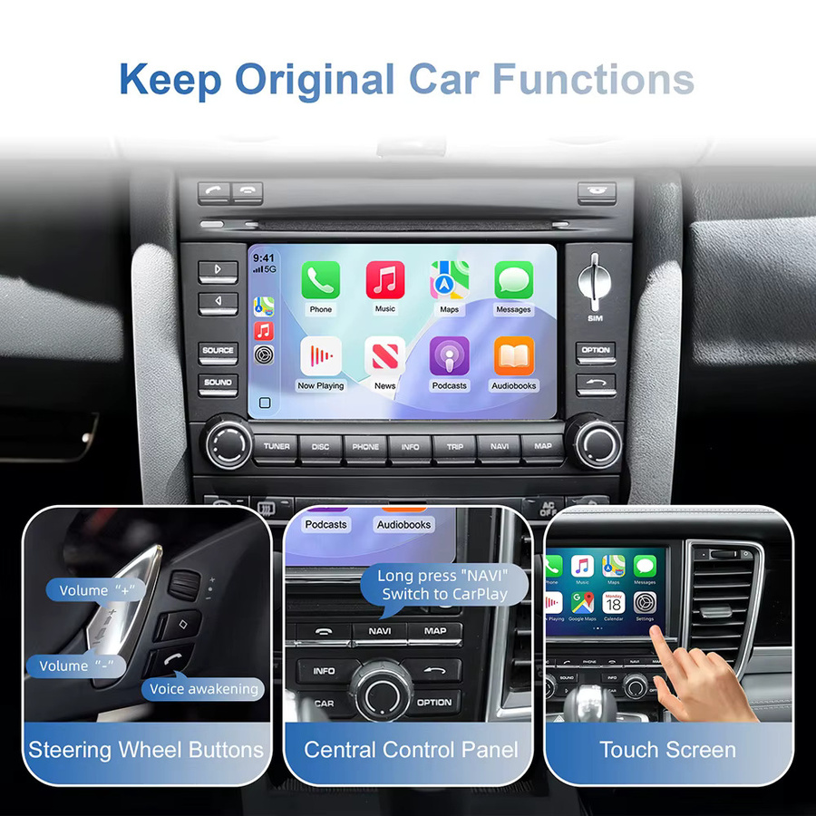 EzoneTronics Kabelloses CarPlay und Android Auto Nachrüstkit Decoder-Box für Porsche PCM3.0 Cayenne Cayman Boxster Panamera - Bild 2