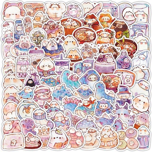 104 Stück Cartoon-Katzen-Aufkleber in Multicolour von Papery Pop Store für dein Scrapbook und Tagebuch - Bild 1