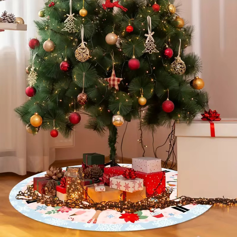 VIKAMA Weihnachtsbaumkleid Nussknacker Familie in Rosa und Multicolour als Basisabdeckung für deine Weihnachtsbaum-Dekoration - Bild 3