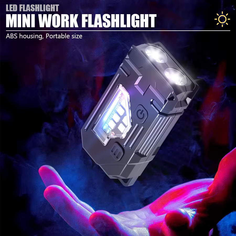 XIWANGFIRE Multifunktionale LED Taschenlampe mit Magnet und COB-Licht, wiederaufladbarer Mini-Schlüsselanhänger für EDC, Schwarz - Bild 2
