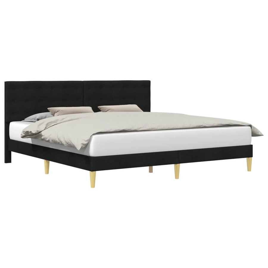 vidaXL Bettrahmen mit Kopfteil in Schwarz aus Stoff mit Maßen B: 180–200 cm, H: 184 cm, T: 200 cm - Bild 2