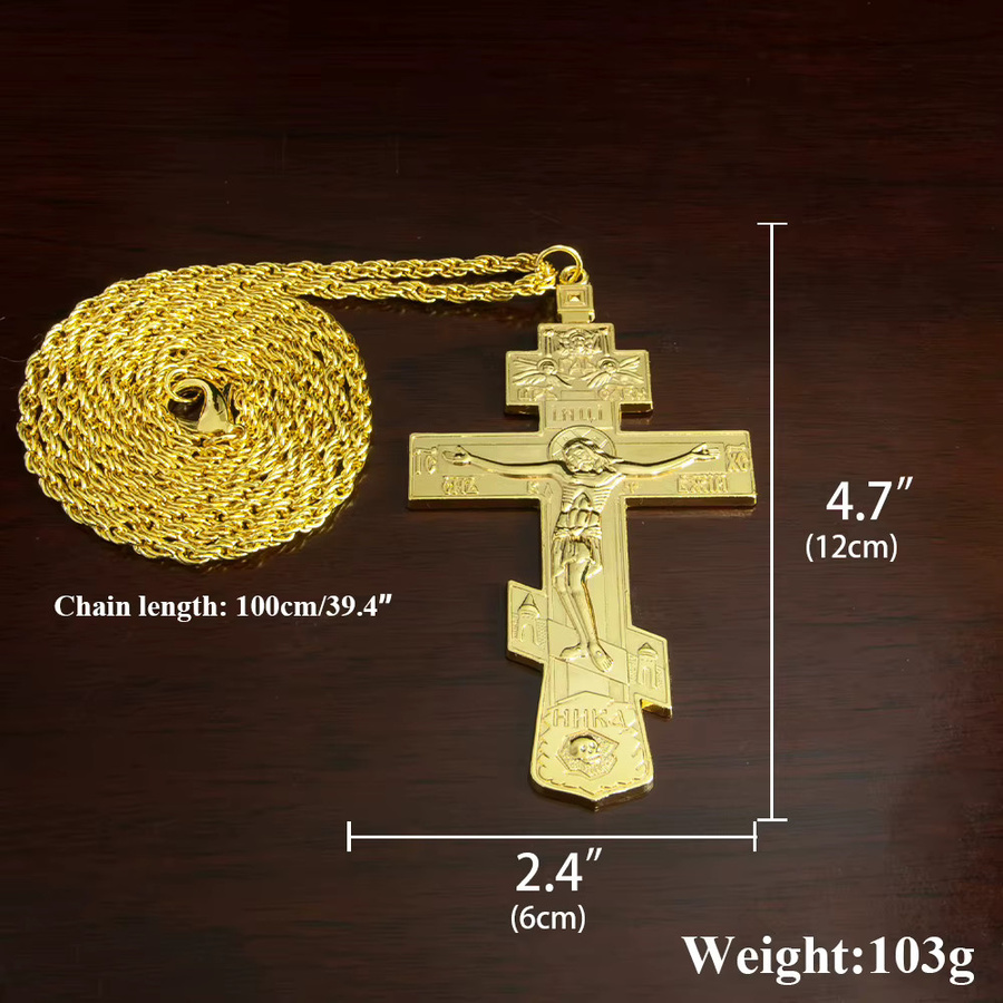 HTISOK Anhänger Brustkreuz, Messing, Gold, Unisex - Bild 3