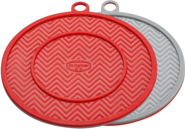 Dr. Oetker Untersetzer Flexxibel Love aus Silikon, rund, rot/grau, Durchmesser: 18,5 cm - Bild 1