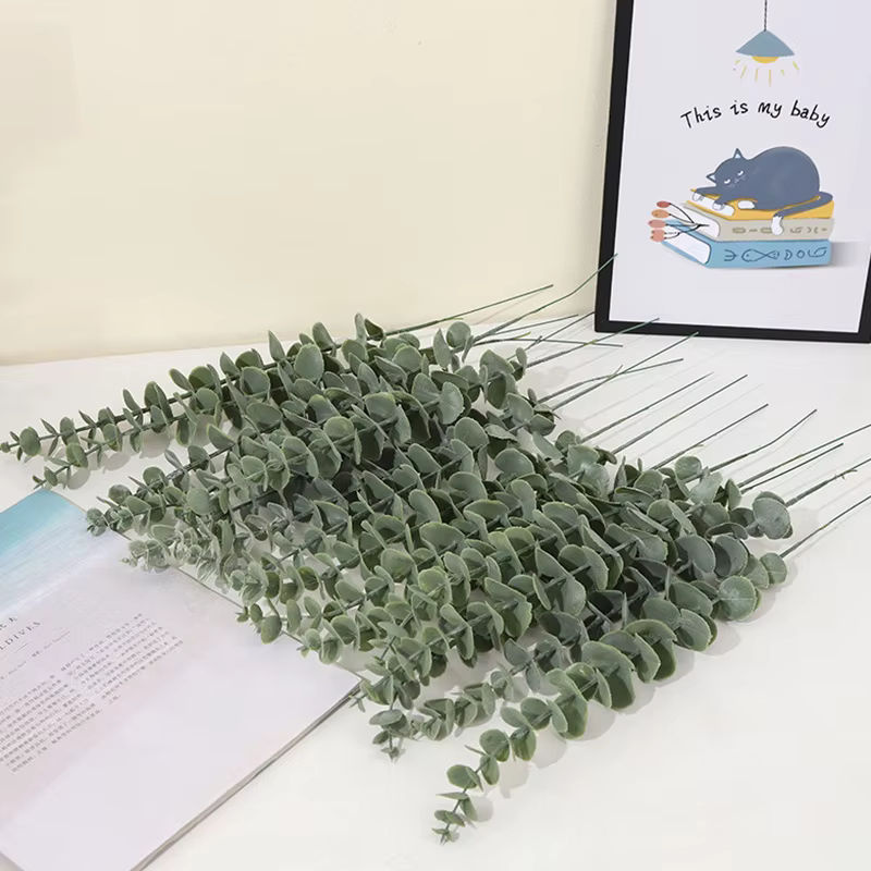 Künstlicher Eukalyptus Kmitang in Grün und Weiß, Tropische Plastikpflanze für Hochzeit und Wohnkultur, Höhe: 42 cm - Bild 3