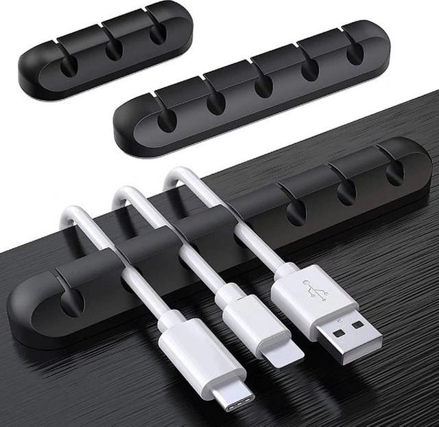 Mrgabwte Silikon-Kabelorganizer in Schwarz als Kabelaufwickler und Desktop-USB-Kabelmanagement-Clips für Maus, Kopfhörer und Ladekabel - Bild 1
