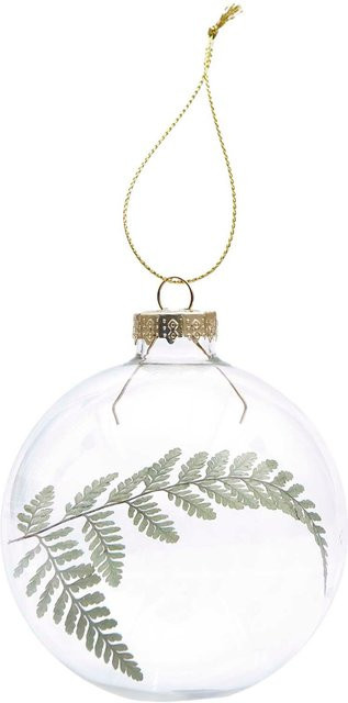 Rico Design Glaskugel Baumschmuck mit Trockenfarn, transparent, Durchmesser: 8 cm - Bild 1
