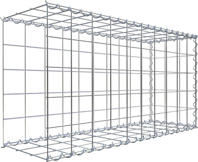 Gabiona Gabione-Anbaukorb Typ 2 aus Stahl in Silbergrau, B/T/H: 50 x 100 x 30 cm, Maschenweite 10 x 10 cm - Bild 1