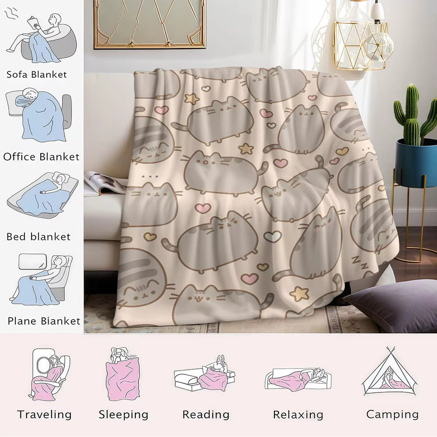 Beast Kingdom Pusheen Katzen Flanelldecke aus Fleece, Mehrfarbig - Bild 2