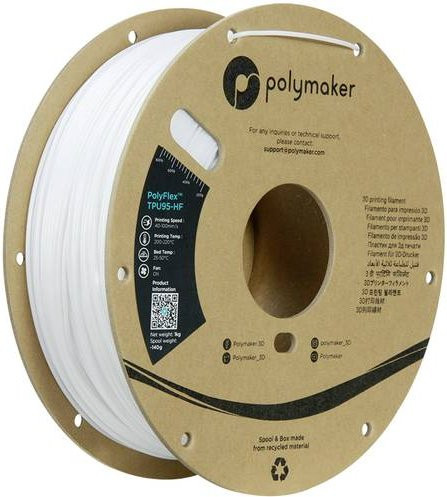 Polymaker TPU95-HF Filament Weiß, flexibles Highspeed TPU Filament für FDM, 1,75 mm, 1000 g - Bild 1