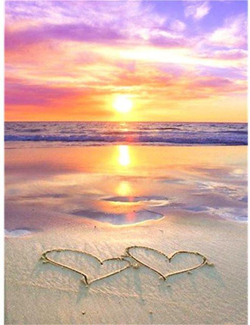 FIYO Diamond Painting Landschaft Sonnenuntergang am Meer, Mosaik Stickerei Set in Schwarz und Multicolour, B/H: 30 x 40 cm - Bild 1