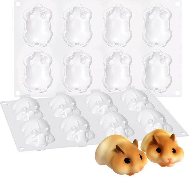 CosyHome Silikon-Mausform mit 8 Mulden in Weiß für Kuchen, Gelee und Schokolade - Bild 1