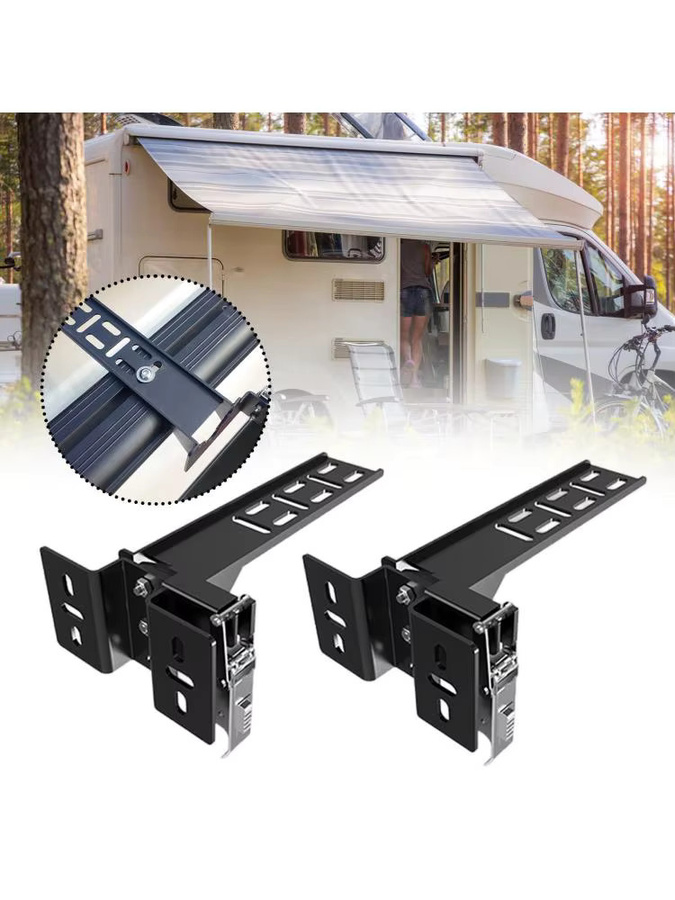 Tooyful Universelle Markisenhalterung aus Stahl mit Schnellverschluss in Schwarz für Dachträger und Seitenmarkisen beim Camping - Bild 6