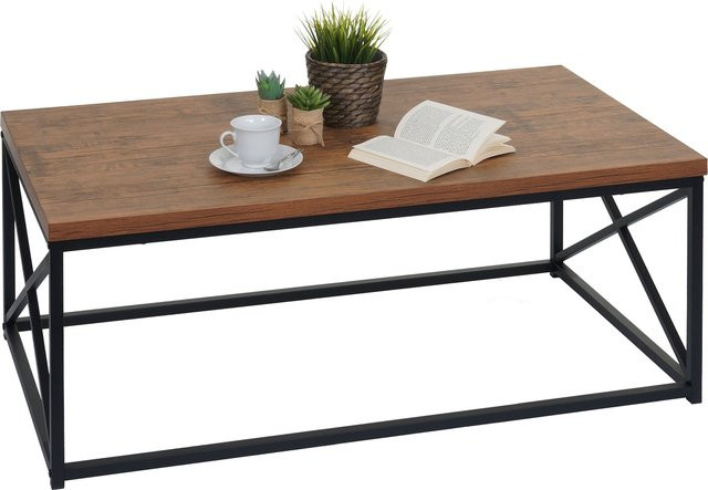 Couchtisch MCW A27 in Wildeiche-Optik mit 3D-Struktur aus Metall, B/T/H: 110 x 44 x 60 cm - Bild 1