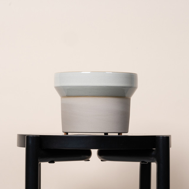 Keramik Übertopf Green Living in Grau für den Tisch, Höhe: 16,0 cm, Breite: 11,6 cm, Tiefe: 16,0 cm - Bild 1
