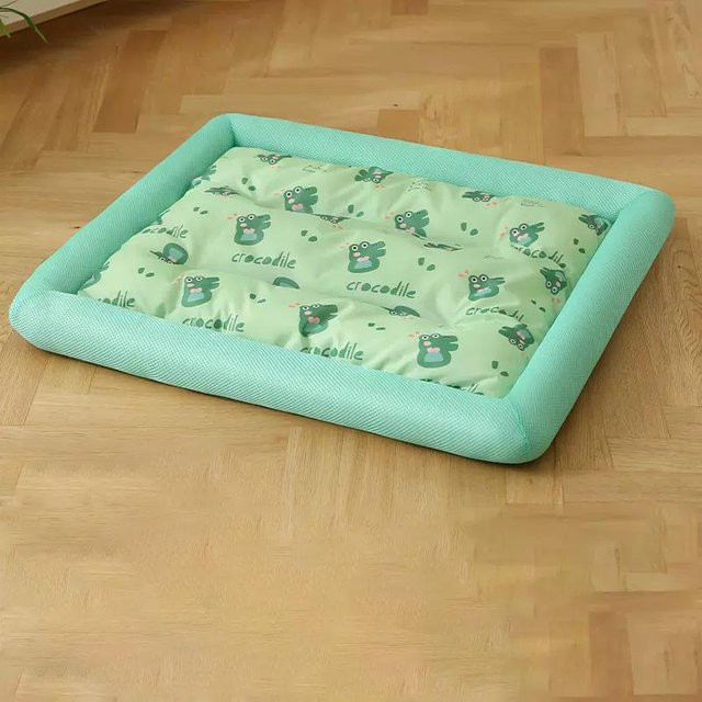 Kühlendes Katzenbett und Hundeschlafmatte von Pawly in Grün mit Animal-Print und Mesh-Gewebe, XL - Bild 1