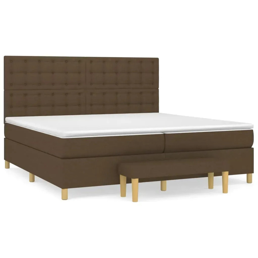 vidaXL Boxspringbett Hybrid mit Matratze und Kopfteil Dunkelbraun B/T: 200 x 200 cm - Bild 2