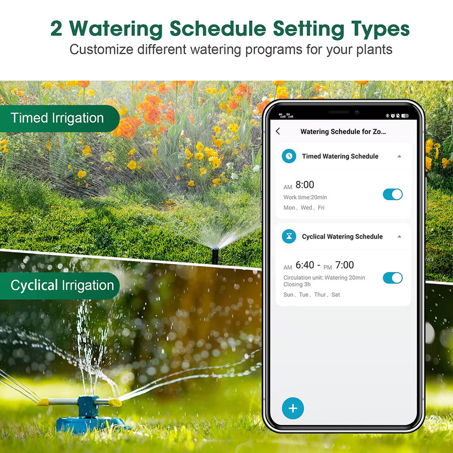 JUANJUAN Smart Bewässerung Timer mit Bluetooth und Zigbee, Tuya App Steuerung, Programmierbares Tropfbewässerungssystem für den Garten, Grau - Bild 3