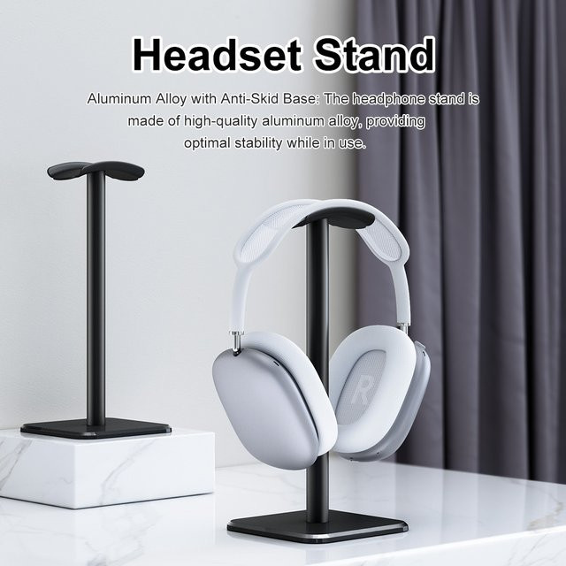 APWIKOGER Kopfhörerhalter aus Aluminiumlegierung in Schwarz, platzsparender Gaming-Headset-Ständer und Desktop-Organizer - Bild 1