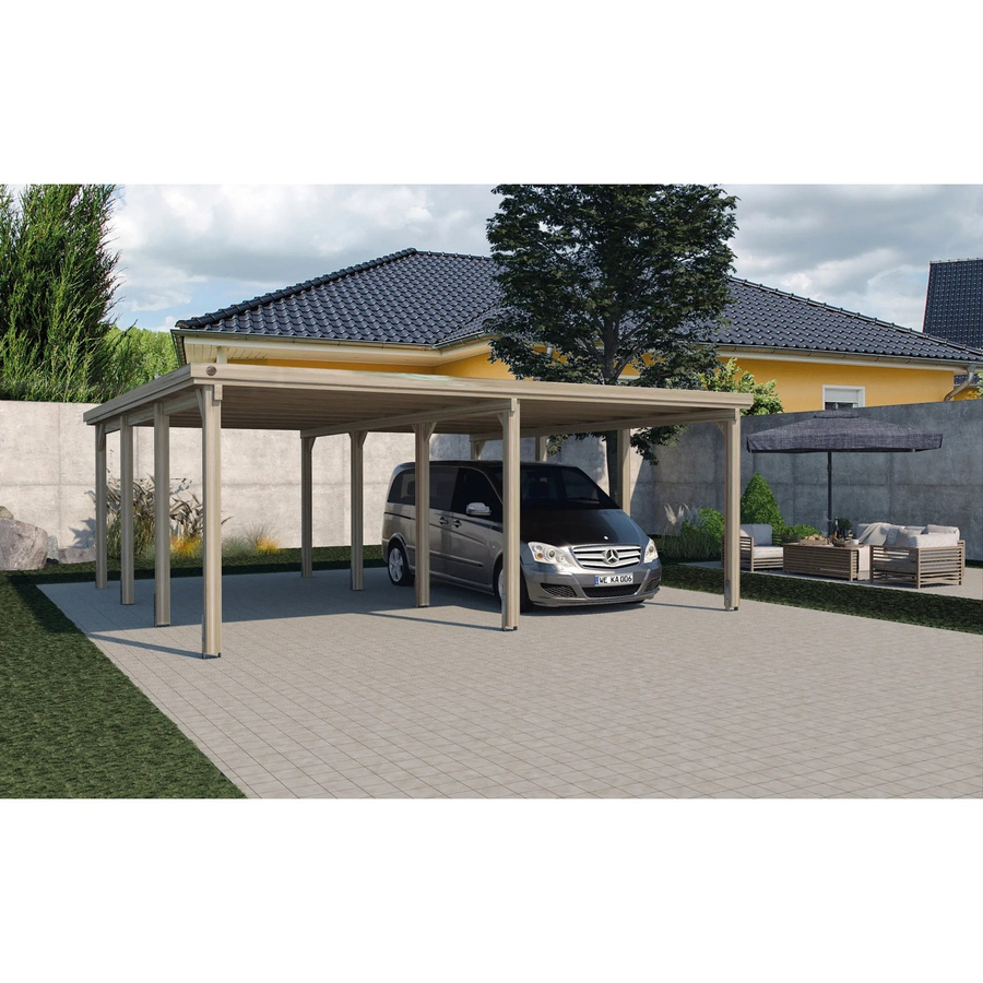 Weka Flachdach-Doppelcarport 618 Gr. 2 aus Nadelholz ohne Dachplatten B/T: 603 x 612 cm - Bild 2
