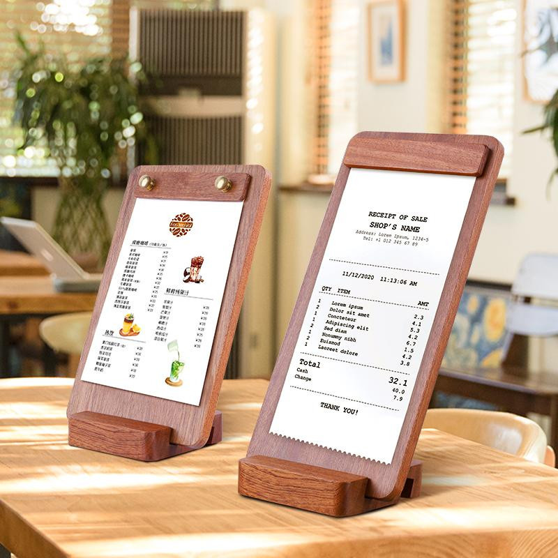 Yiran Furniture Menütafel aus Massivholz in Braun für Restaurant und Bar mit Einzelclip - Bild 5