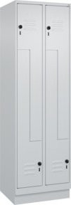 C+P Z-Spind Classic PLUS mit Sockel, 4 Fächer, Grau, H x B x T: 195 x 60 x 50 cm, mit Sicherheits-Drehriegel und Kleiderstange - Bild 1