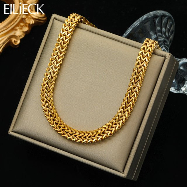 EILIECK Halskette Choker, Edelstahl, Gold, Damen - Bild 1
