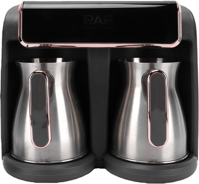 Fishine Elektrische Türkische Kaffeemaschine mit Doppelkanne und Milchaufschäumer, Silber, Edelstahl - Bild 1