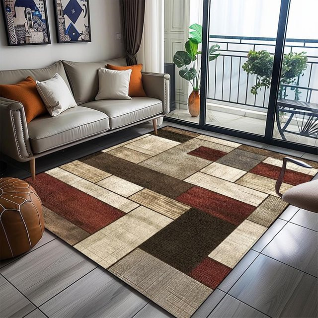Moderner geometrischer Teppich von JGJG in Multicolour, waschbar und rutschfest, B/T: 90 x 60 cm - Bild 1