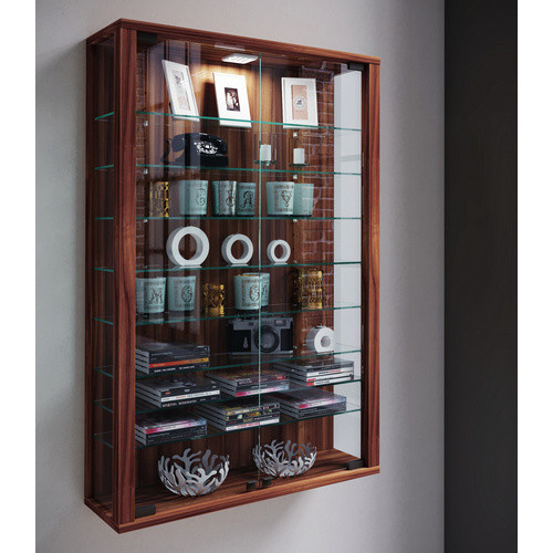 VCM Wandvitrine Vitrosa Mini in Nussbaum mit LED-Beleuchtung und Glastüren, B/T/H: 59 x 18 x 90 cm - Bild 2