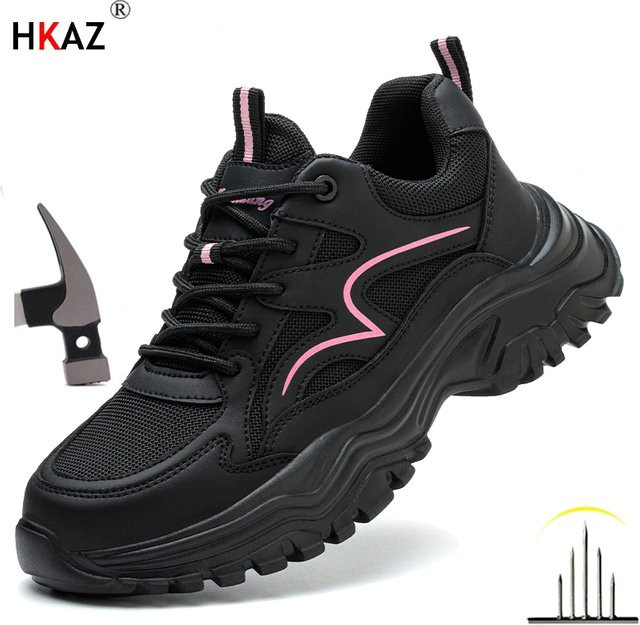 HKAZ Arbeitssicherheitsschuhe für Damen in Schwarz mit Stahlkappe und durchtrittsicherem Schutz - Bild 1