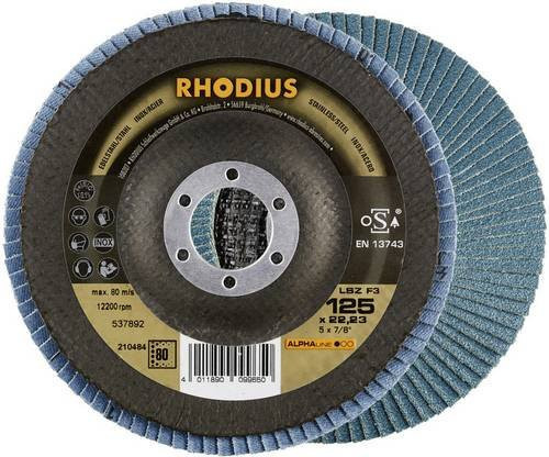 Rhodius Fächerschleifscheibe LSZ F3 Blau Körnung 80 Durchmesser: 125 mm Bohrungs-Ø: 22,23 mm für Edelstahl - Bild 1