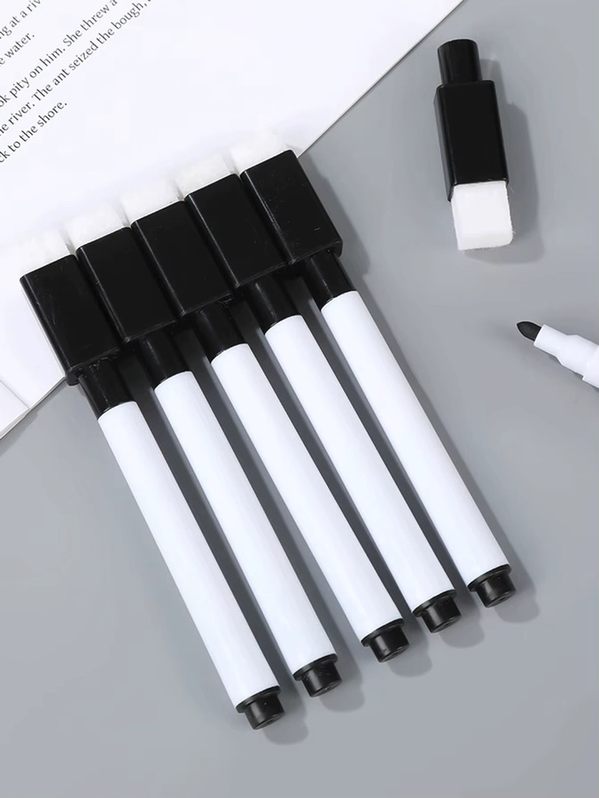 10er Set Magnetische Whiteboard Marker mit integriertem Radiergummi in Schwarz und Weiß für Schule und Büro - Bild 4