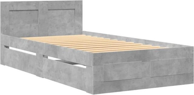 vidaXL Bettgestell mit Kopfteil aus Holzwerkstoff in Betongrau, B/T/H: 90 x 200 x 103 cm - Bild 1