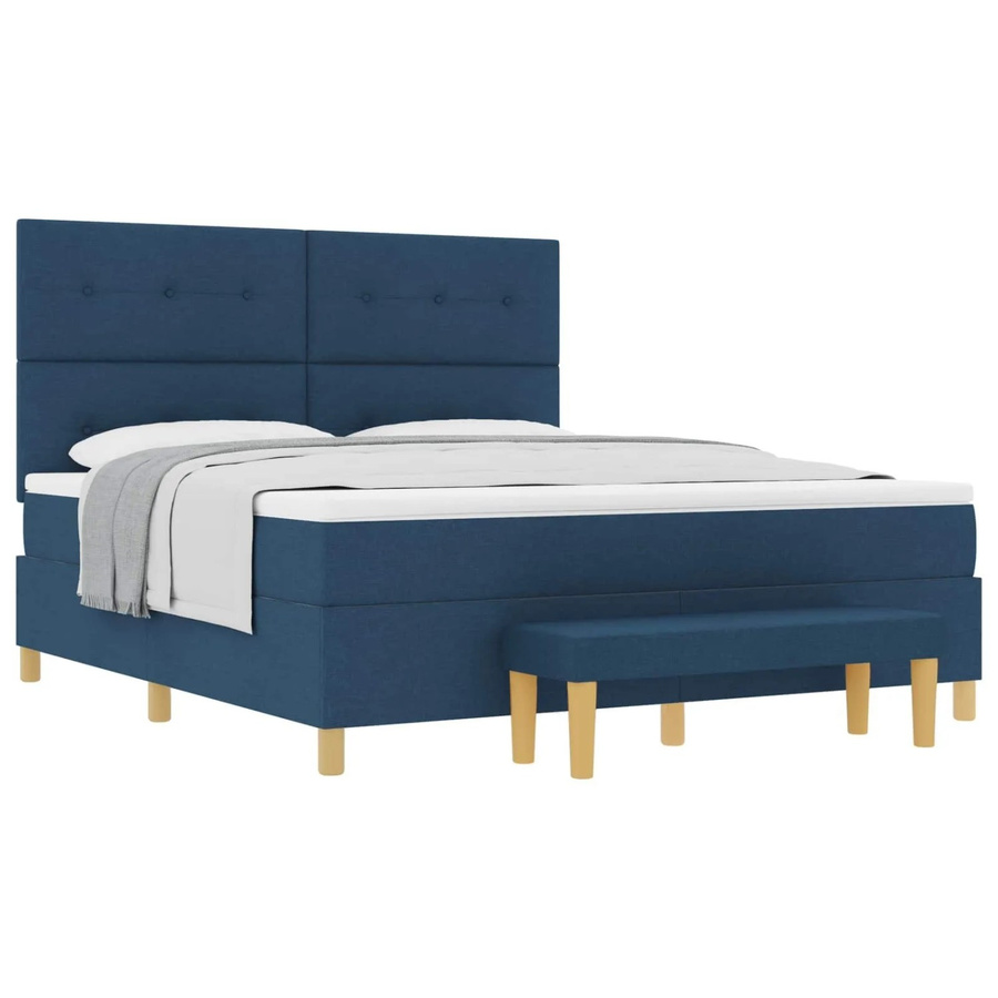vidaXL Boxspringbett mit Matratze und Kopfteil in Blau, B/T/H: 180 x 200 x 128 cm - Bild 2