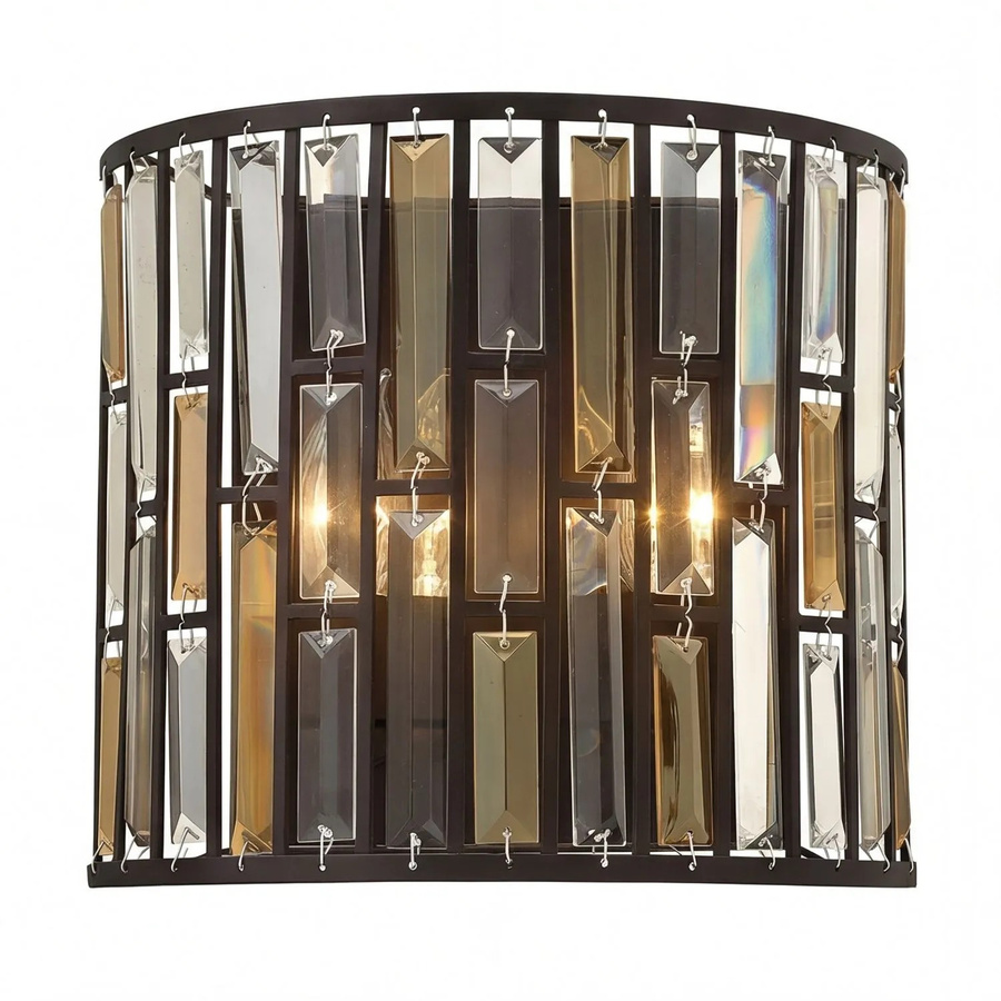Licht-Erlebnisse Wandleuchte Kristall in Bronze Antik mit Bernstein Glas, 2-flammig, E14, Breite: 31,1 cm - Bild 2