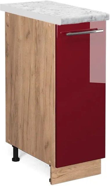 Vicco Apothekerschrank Fame-Line Bordeaux Hochglanz in Rot und Goldkraft Eiche mit Marmor-Optik, B/T/H: 30 x 60 x 82 cm - Bild 1