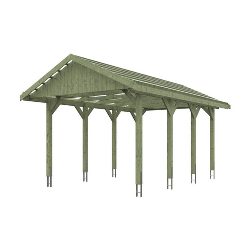 SKANHOLZ Carport Wallgau Satteldach in Grün B/T: 380 x 600 cm, Firsthöhe: 313 cm, imprägniert - Bild 2