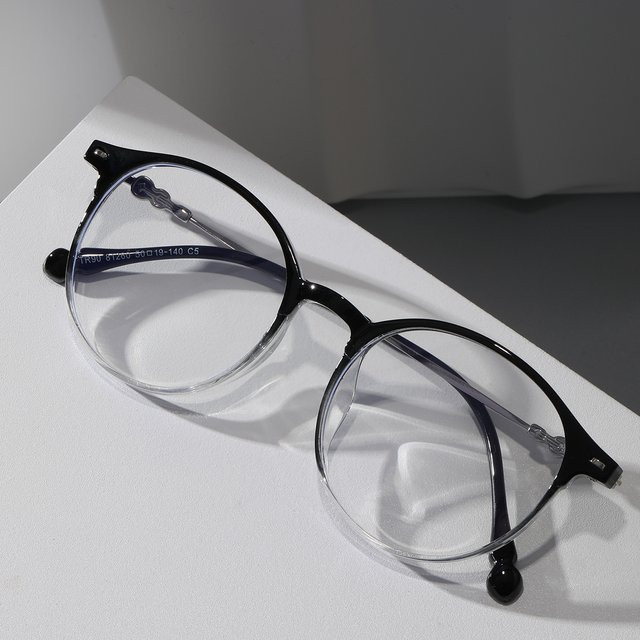 RELEN Korrektionsbrille, Unisex, Rund, Metall, Vollrand, Schwarz - Bild 1