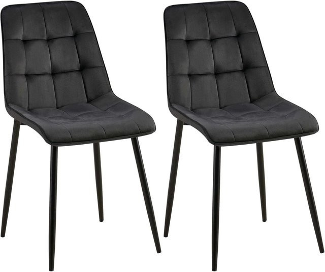 2er Set Esszimmerstühle DELUKE DARID aus Samt in Schwarz, B/T/H: 47 x 61 x 89 cm - Bild 1