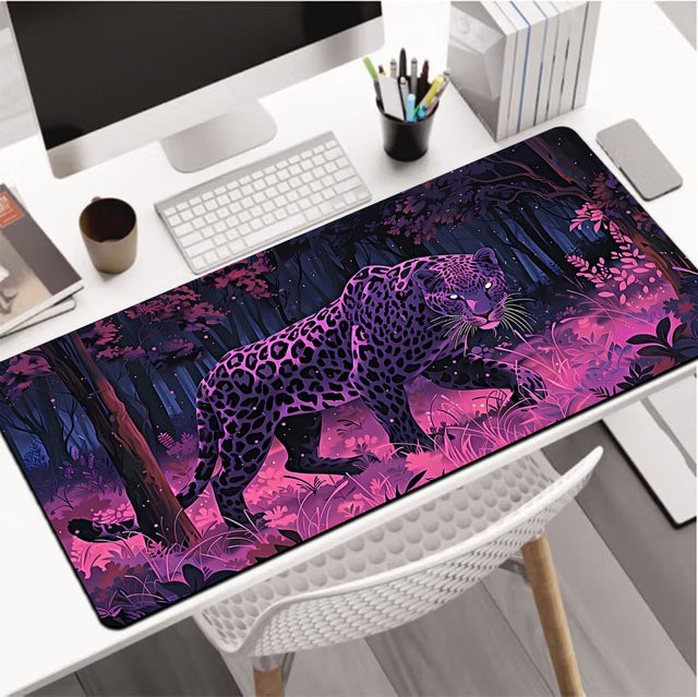 Potdemiel Mauspad mit Löwen- und Leopard-Motiv in Multicolour als Schreibtischunterlage und Gaming-Tastaturmatte - Bild 1